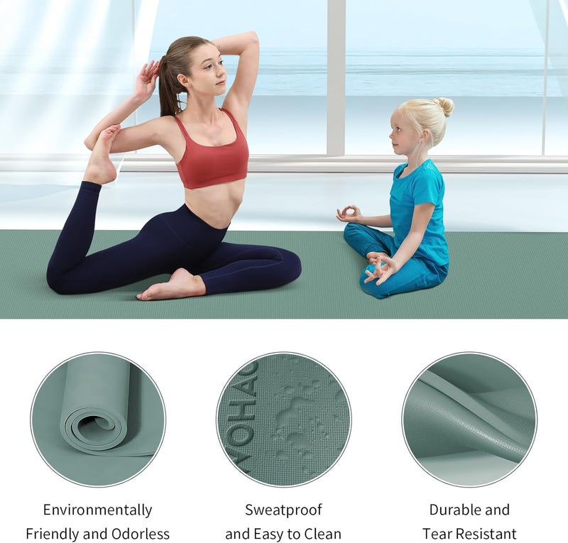 wohao Extra Wide & Thick 8mm Yoga Mat, 72"x31.5" Large Non Slip Exercise Mat, Premium POE Material for Superior Cushioning & Stability, with Strap for Home Gym, Pilates - Image 4